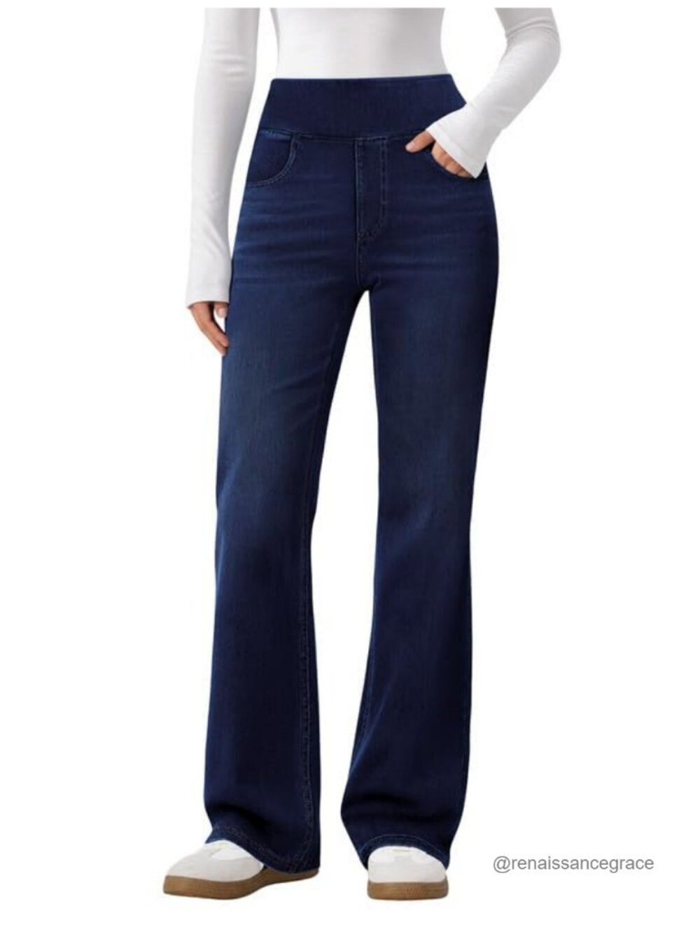 Women's Pull On Bootcut Jeans High Stretch Flare Denim Pants